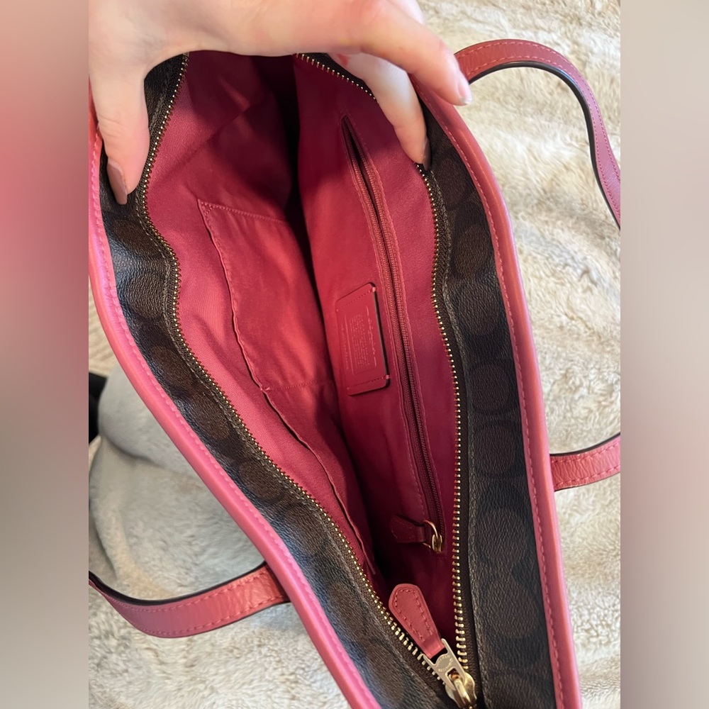 Coach Signature Brown and Red Tote Bag - Picture 3 of 3
